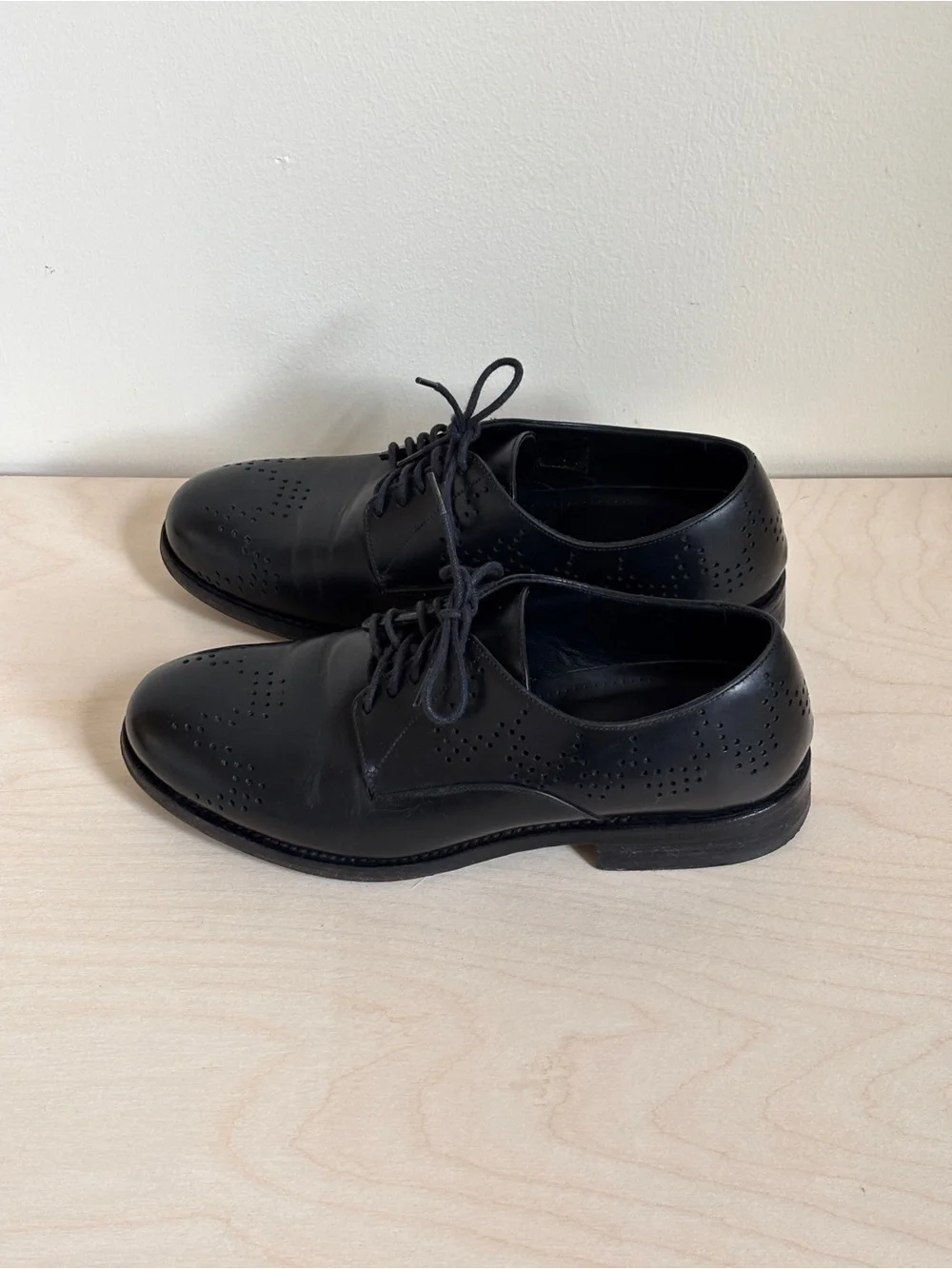Alaia Black Leather Brogue Oxfords EU 36.5